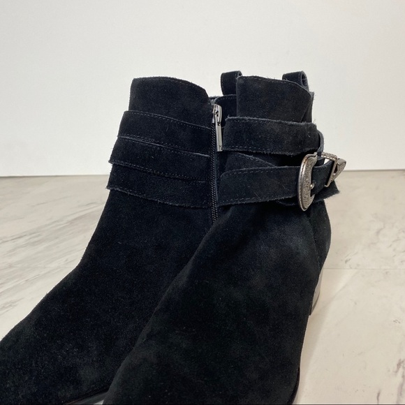 Marc Fisher Western Buckle Black Suede Bootie 6M - Picture 12 of 15